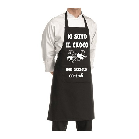 grembiule nero con scritta SONO IO IL CUOCO