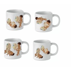 Kit 4 tazzine da caffè in ceramica con stampa pose kamasutra da ml 200