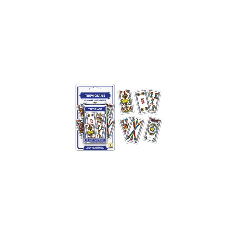 Le classiche Trevigiane, sempre con te! Un mazzo compatto e pratico, perfetto per ogni occasione.40 carte plastificate.