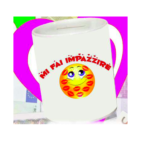 Salvadanaio con scritta personalizzato  MI FAI IMPAZZIRE