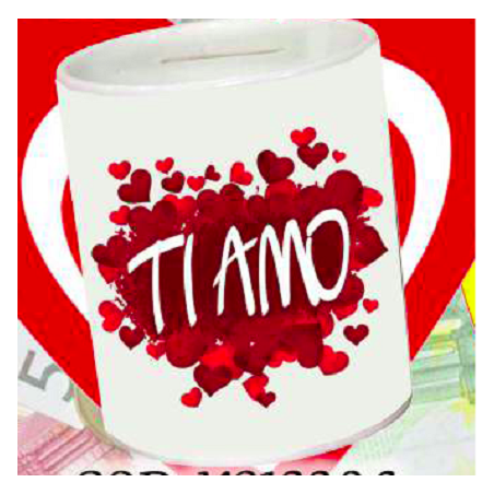 Salvadanaio con scritta personalizzato TI AMO