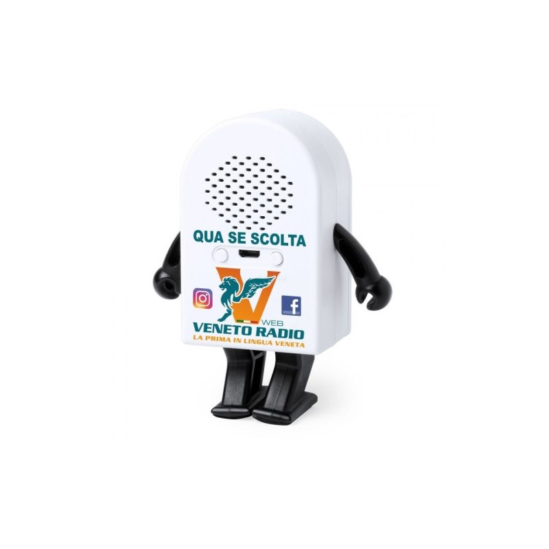 Speaker bluetooth a forma di omino. qua se scolta veneto radio