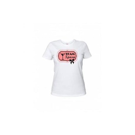 t-shirt bianca donna con scritta TEAM SPOSA nubilato festa matrimonio