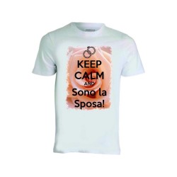 t-shirt bianca donna scritta keep calm sono la sposa matrimonio addio nubilato
