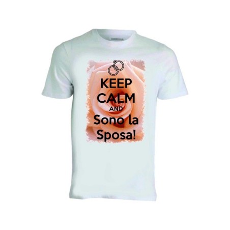 t-shirt bianca donna scritta keep calm sono la sposa matrimonio addio nubilato