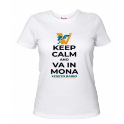 t-shirt bianca donna scritta veneto radio keep calm and va in mona