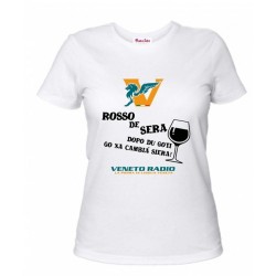t-shirt bianca donna scritta veneto radio rosso de sera