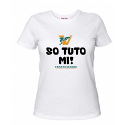 t-shirt bianca donna scritta veneto radio so tuto mi