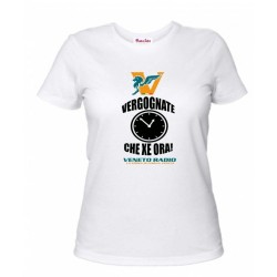 t-shirt bianca donna scritta veneto radio vergognate ca xe ora