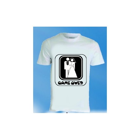 T-shirt bianca in poliestere Game over
