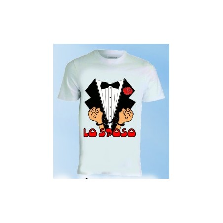 T-shirt bianca in poliestere Lo sposo