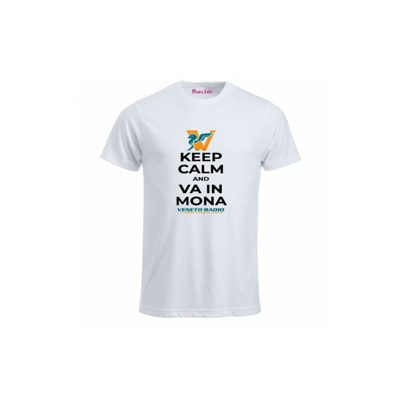 t-shirt bianca uomo scritta veneto radio keep calm and va in mona