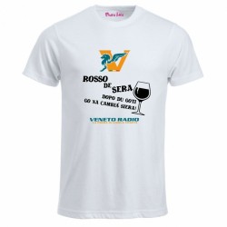 t-shirt bianca uomo scritta veneto radio rosso de sera