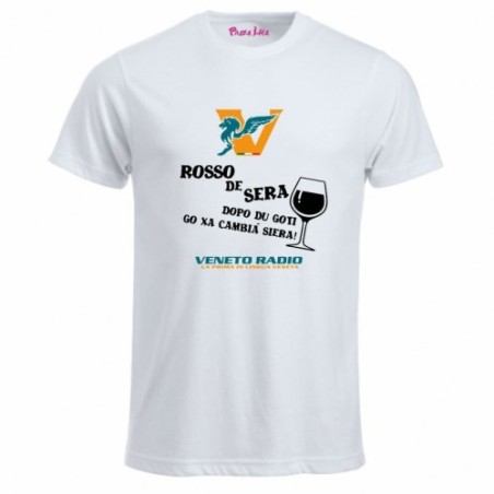 t-shirt bianca uomo scritta veneto radio rosso de sera