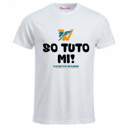 t-shirt bianca uomo scritta veneto radio so tuto mi