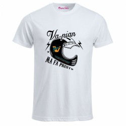 t-shirt bianca uomo scritta veneto radio va pian ma fa presto