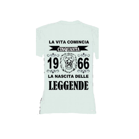 t-shirt con frase LA NASCITA DELLE LEGGENDE 1966.. taglie assortite S-M-L-XL-XXL