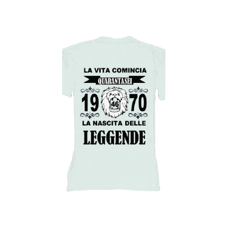 t-shirt con frase LA NASCITA DELLE LEGGENDE 1970.. taglie assortite S-M-L-XL-XXL