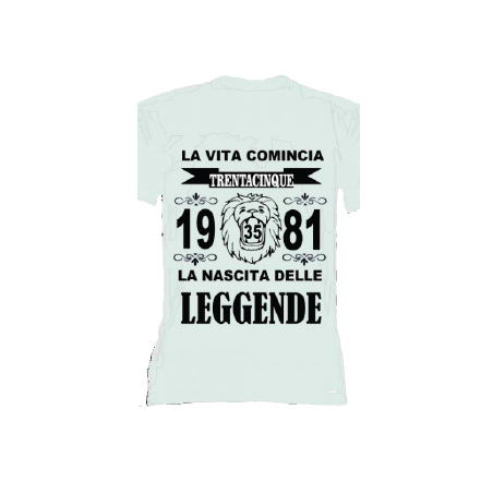 t-shirt con frase LA NASCITA DELLE LEGGENDE 1981.. taglie assortite S-M-L-XL-XXL