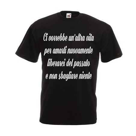 t-shirt cotone  con scritta ci vorrebbe un'altra vita