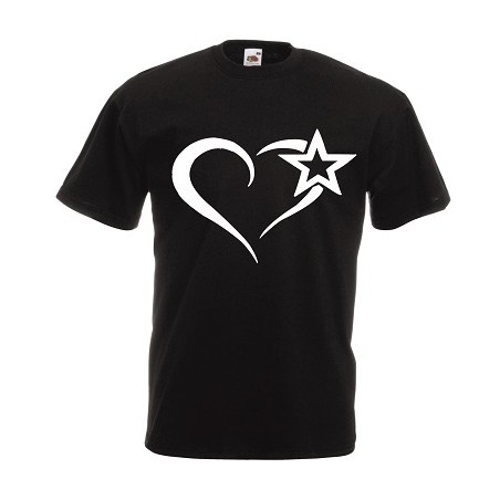 t-shirt cotone con disegno cuore stella