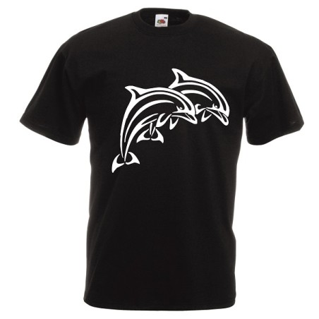 t-shirt cotone con disegno delfini
