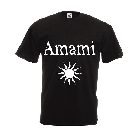 t-shirt cotone con scritta amami con sole