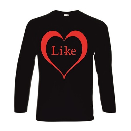 t-shirt cotone manica lunga con scritta like