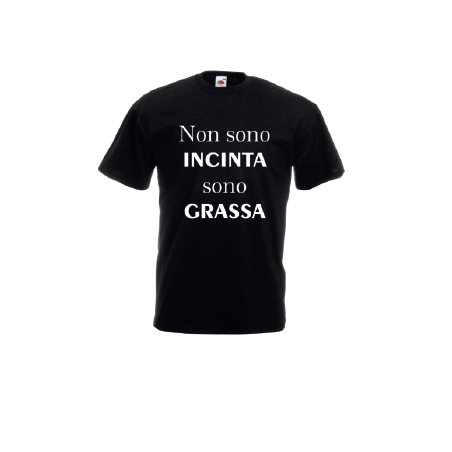 t-shirt frase spiritosa .non sono incinta sono grassa. taglie assortite S-M-L-XL-XXL