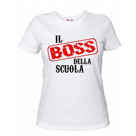 T-Shirt insegnanti con frase simpatica Il Boss della Scuola