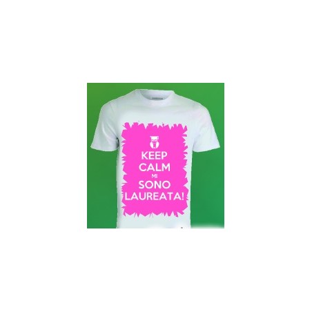 T-shirt laurea in poliestere Keep calm mi sono laureata