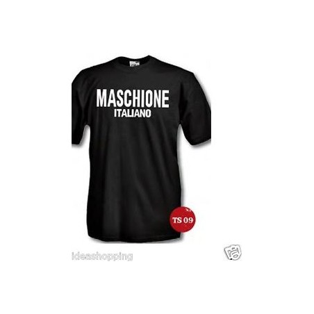 t-shirt m/c frase spiritosa "maschione italiano"