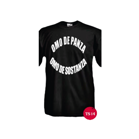 t-shirt m/c frase spiritosa . Omo de panza omo de sostanza. TAGLIE ASSORTITE S-M-L-XL-XXL