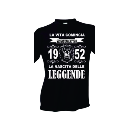 t-shirt m/c frase spiritosa .La nascita delle leggende 1952. TAGLIE ASSORTITE S-M-L-XL-XXL