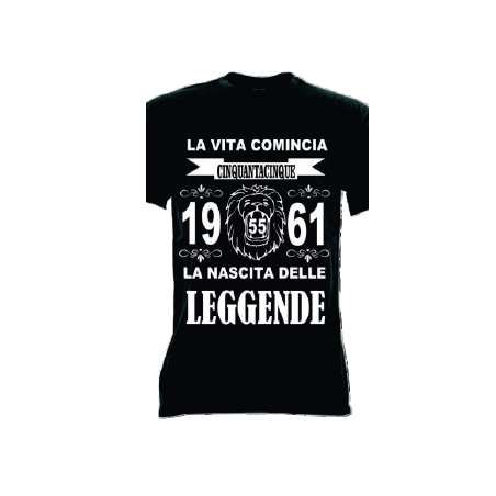 t-shirt m/c frase spiritosa .La nascita delle leggende 1961. TAGLIE ASSORTITE S-M-L-XL-XXL