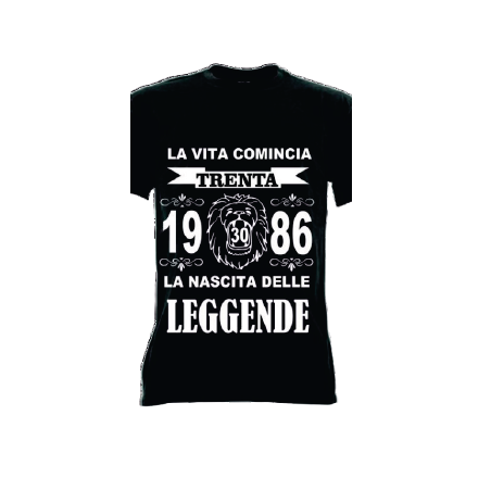 t-shirt m/c frase spiritosa .La nascita delle leggende 1986. TAGLIE ASSORTITE S-M-L-XL-XXL