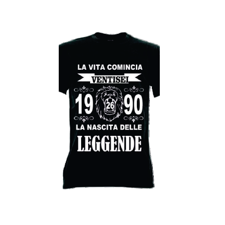 t-shirt m/c frase spiritosa .La nascita delle leggende 1990. TAGLIE ASSORTITE S-M-L-XL-XXL