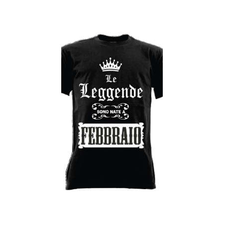 t-shirt m/c frase spiritosa .Le leggende sono nate a febbraio. TAGLIE ASSORTITE S-M-L-XL-XXL