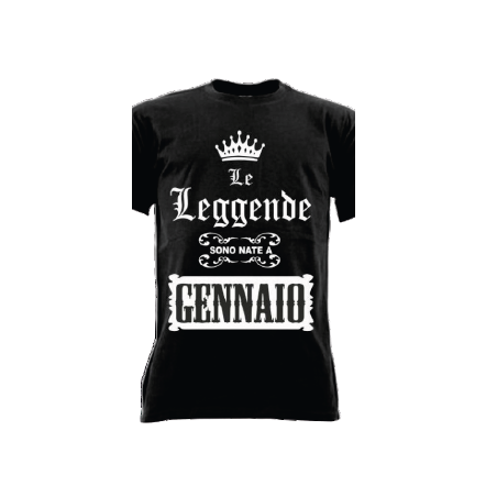 t-shirt m/c frase spiritosa .Le leggende sono nate a gennaio. TAGLIE ASSORTITE S-M-L-XL-XXL
