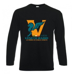 t-shirt maglia nera manica lunga scritta logo veneto radio gadget