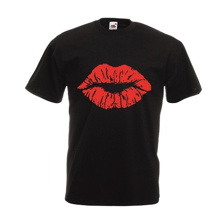 t-shirt manica corta con disegno bocca bacio