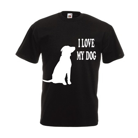 t-shirt manica corta con scritta i love my dog