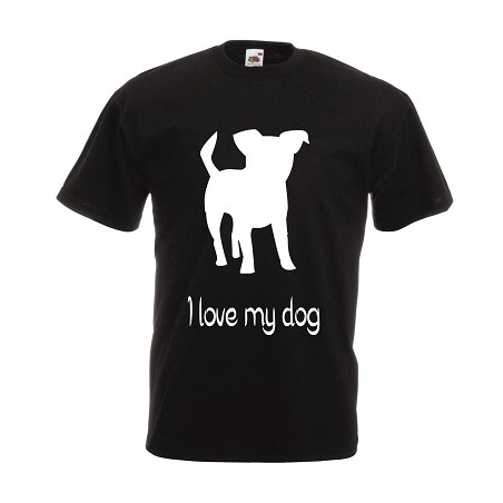 t-shirt manica corta con scritta i love my dog