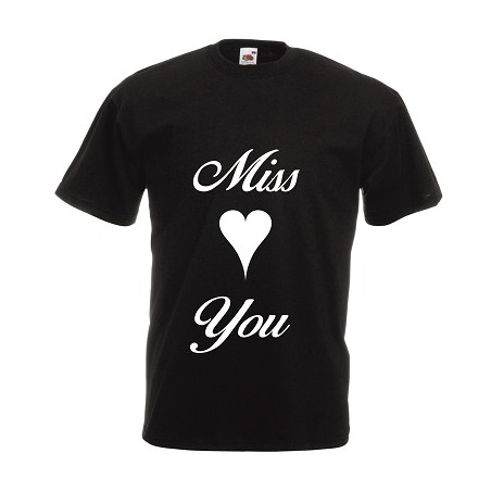 t-shirt manica corta con scritta miss you