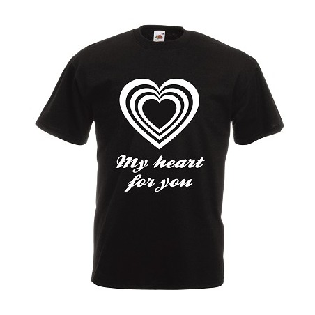 t-shirt manica corta con scritta my heart for you