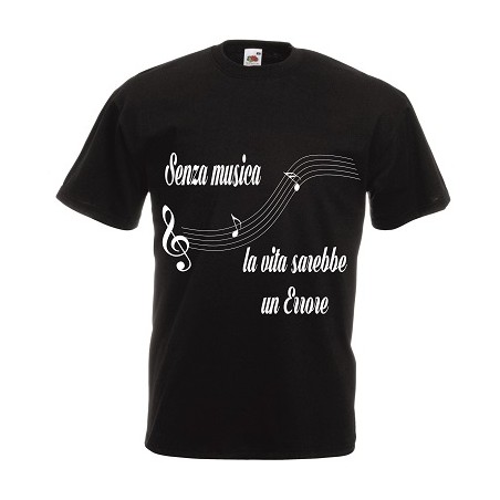 t-shirt manica corta con scritta senza musica