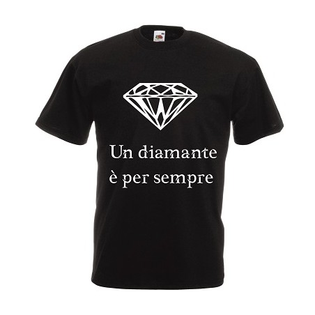 t-shirt manica corta con scritta un diamante e per sempre