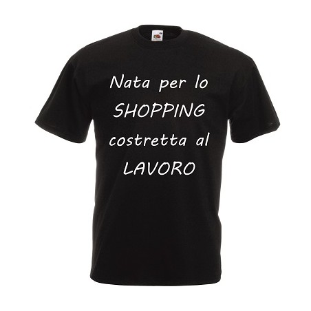t-shirt manica corta scritta nata per lo shopping