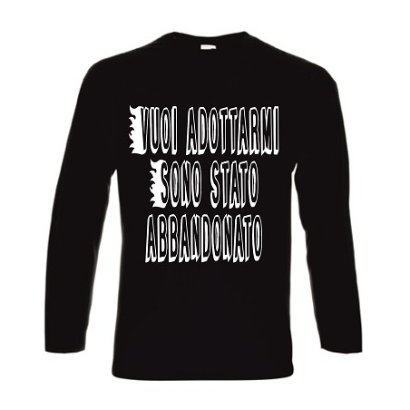 t-shirt manica lunga con scritta  vuoi addottarmi