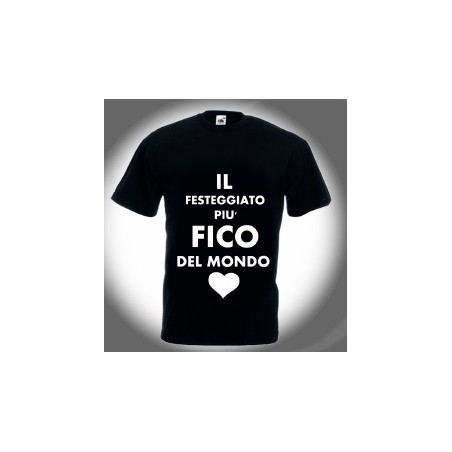 T-shirt nera in cotone compleannoIl festeggiato più fico del mondo